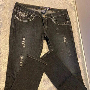 Richcow Jeans with Stitched & Rhinestone Accents